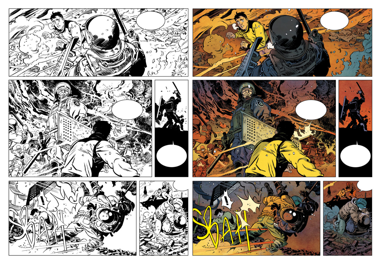 planche mise en couleurs pour Maidan Love T1 de Ducoudray et Alliel, aux éditions Grand Angle