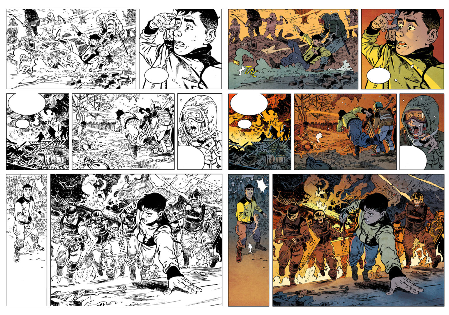 planche mise en couleurs pour Maidan Love T1 de Ducoudray et Alliel, aux éditions Grand Angle