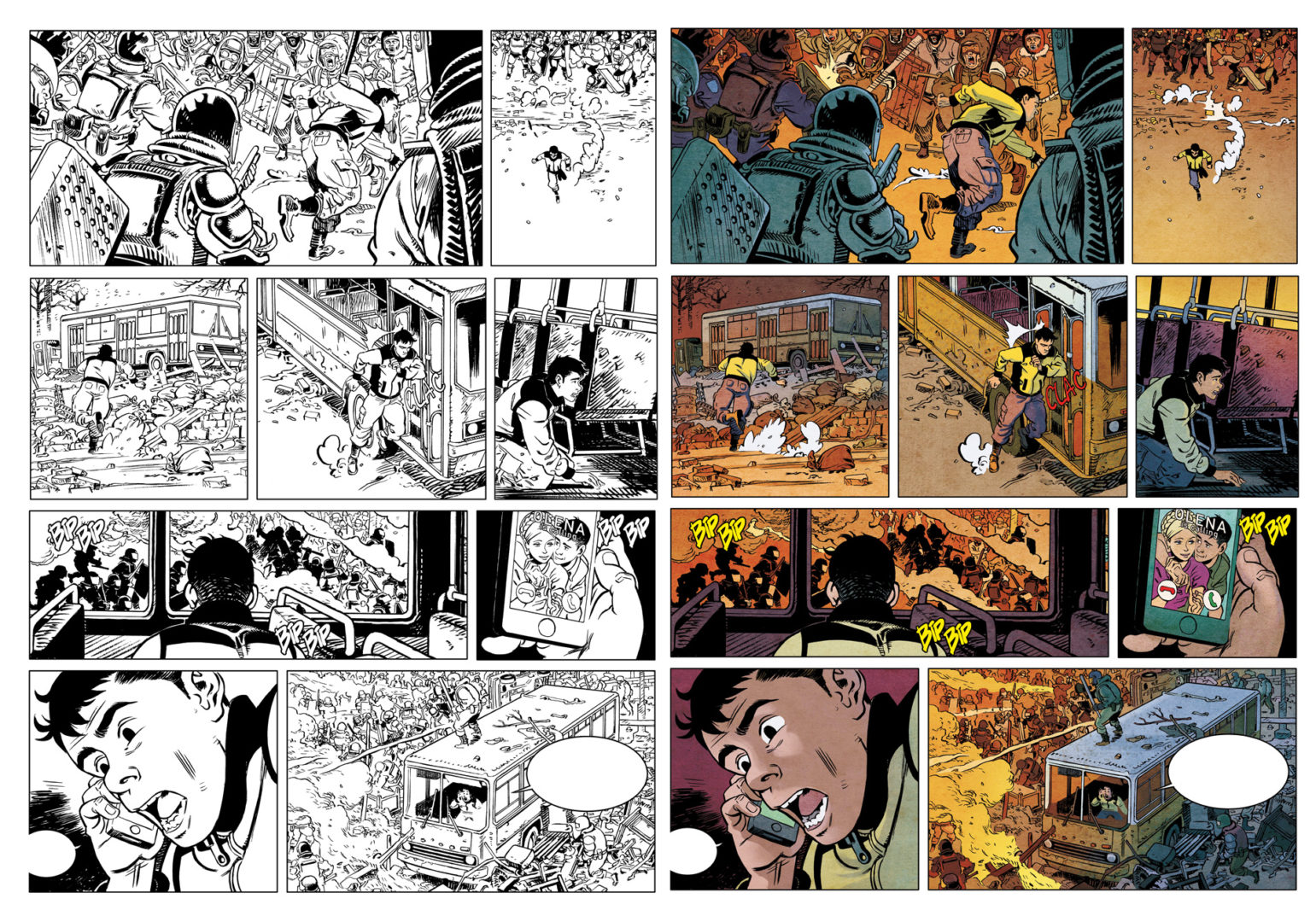 planche mise en couleurs pour Maidan Love T1 de Ducoudray et Alliel, aux éditions Grand Angle