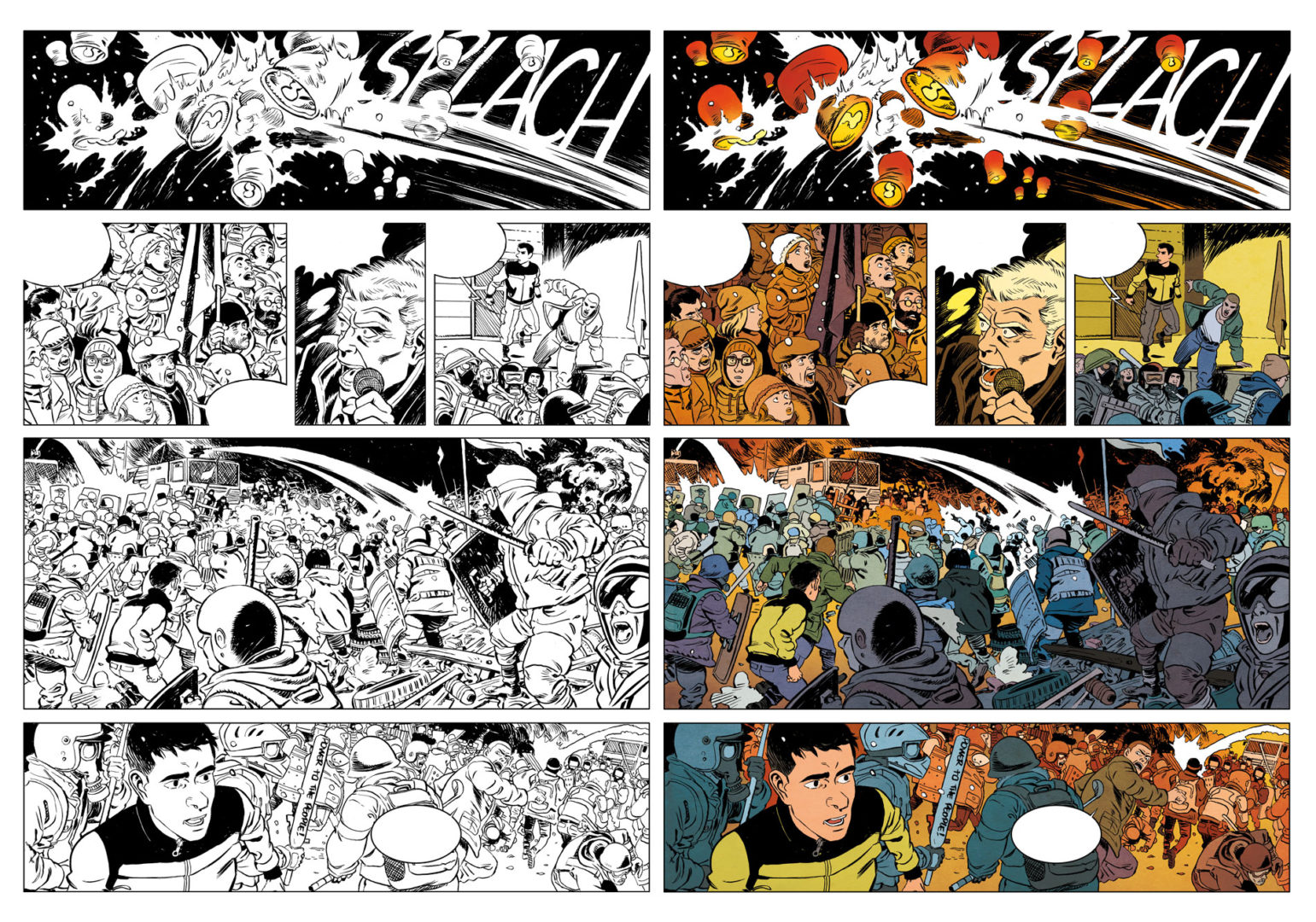 planche mise en couleurs pour Maidan Love T1 de Ducoudray et Alliel, aux éditions Grand Angle