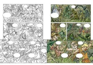 mise en couleurs d'une planche d'Alef Thau, éditions Delcourt, scénario Jodorowsky, dessin Nizzoli