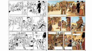 Mise en couleurs d'une planche de Non Retour, éditions Dargaud, dessins d'Olivier Mangin, scénario de Truc et Jusseaume