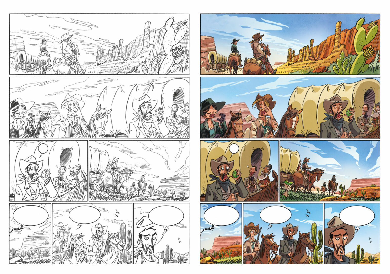 Planche en couleurs extraite de l'album Woodrow tome 1 de Courty, West et Ralenti, aux éditions Kennes, 2023