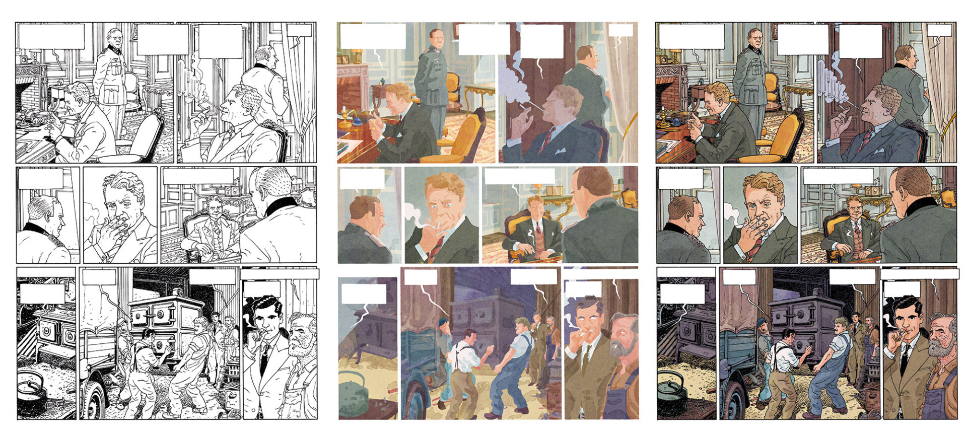 Planche de bande dessinée en couleurs extraite de "Un flic sous l'Occupation" Tome 1 de Beuriot et Richelle aux éditions Glénat